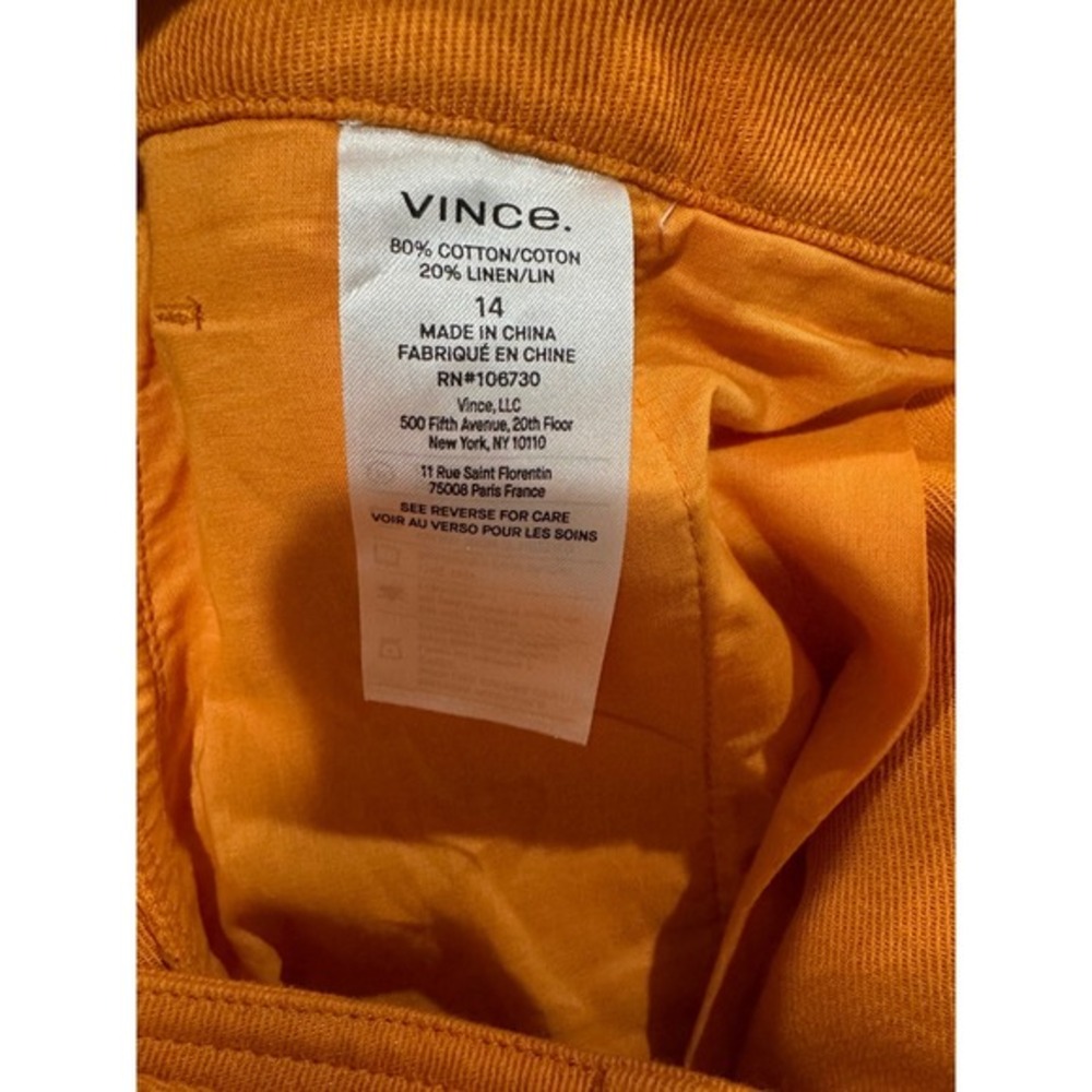 Vince Belted Pleated Shorts Burnt Orange Cotton Linen Size 14 - Picture 5 of 7